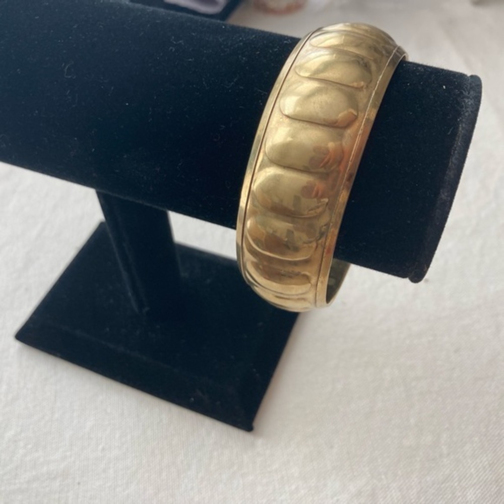 Wide Brass Bangle Bracelet Vintage EUC